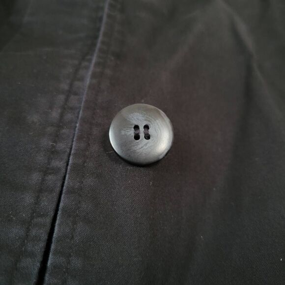 Talbots Black Cotton Blend Trench Coat Minimalist Classic Academia Jacket L - Picture 7 of 9